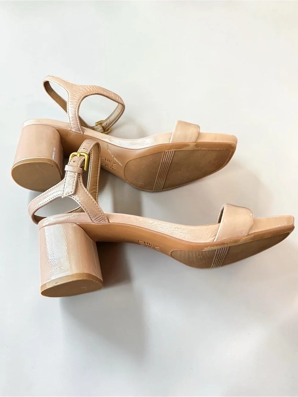 Naturalizer Izzy Leather Block Heel Sandals Blush Pink Women’s Size 9W